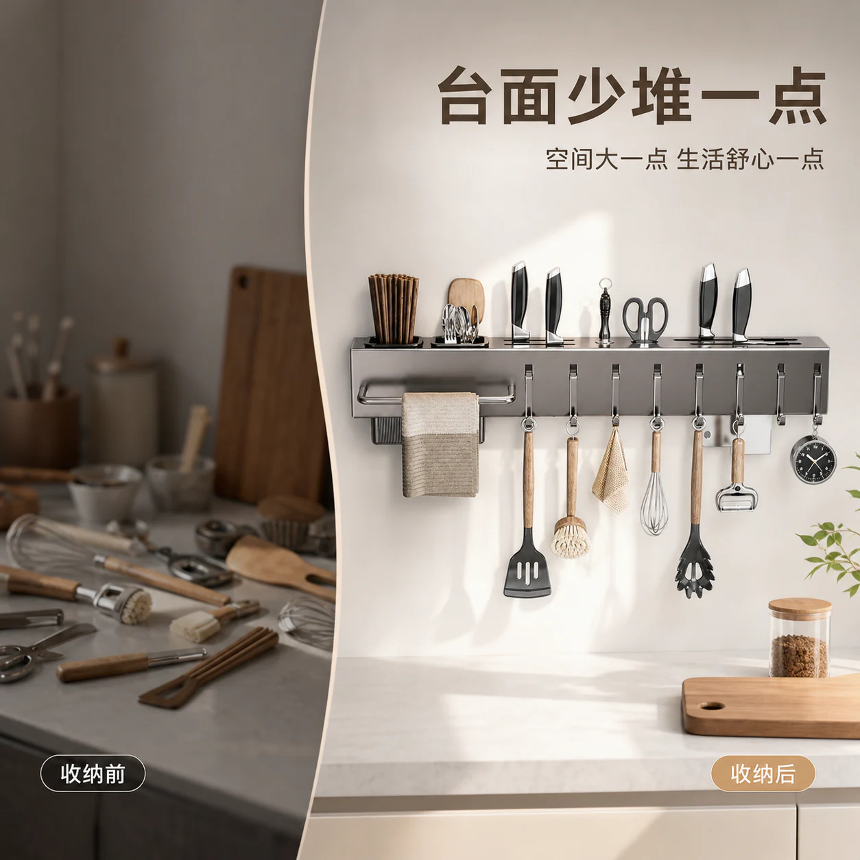爱途AI生成的厨房立面收纳方形商品视觉候选
